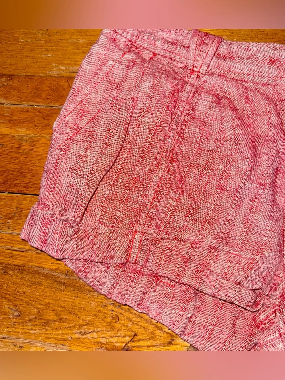 Free People Rolled Hem 100% Linen Red Shorts Size 4